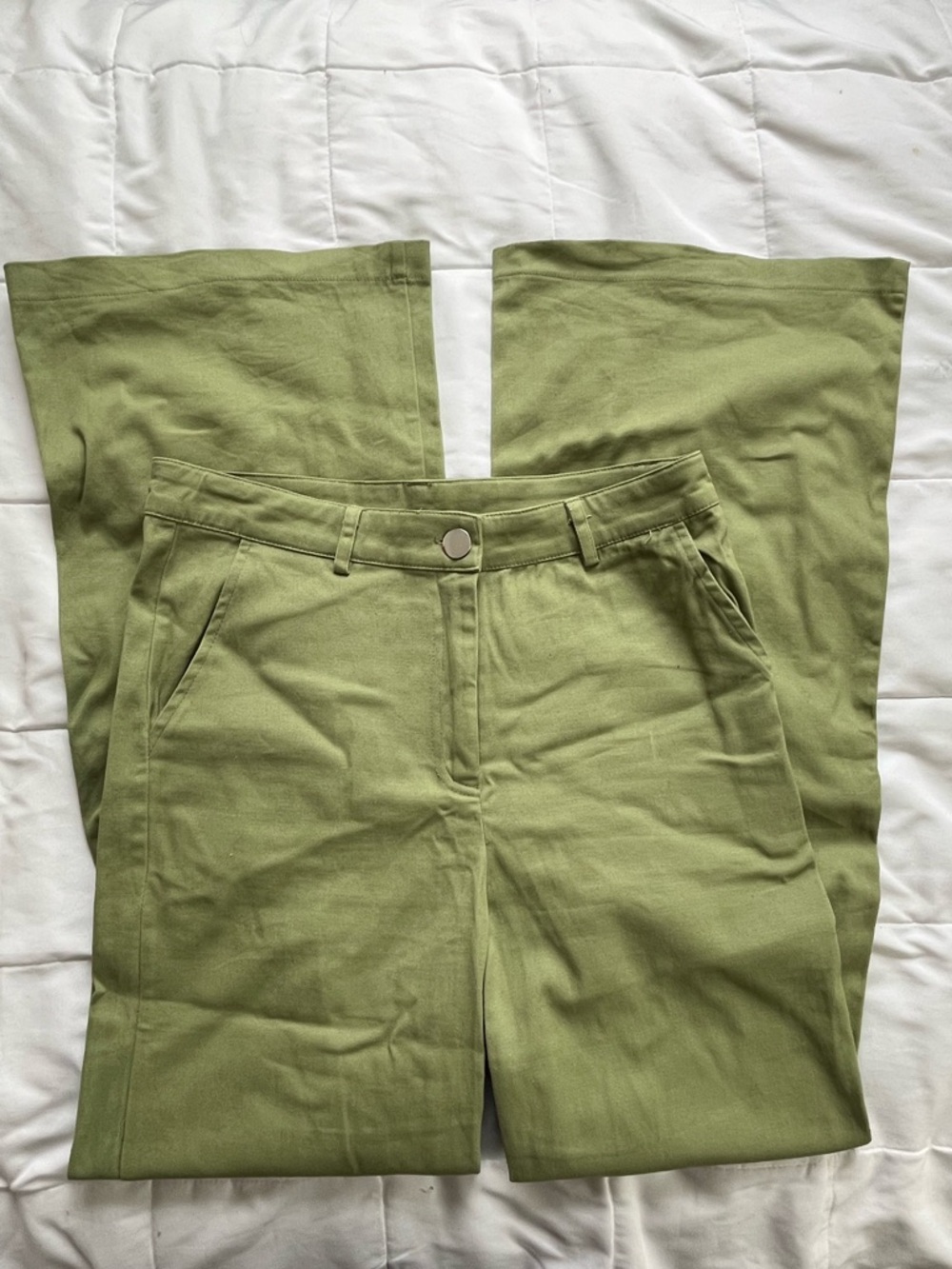 Princess Polly Light Olive High-Waist Wide Leg Pants